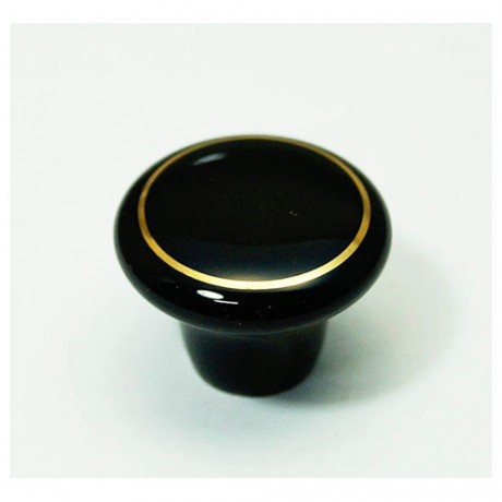 TIRADOR CERAMICO NEGRO ARO ORO CHICO 25MM